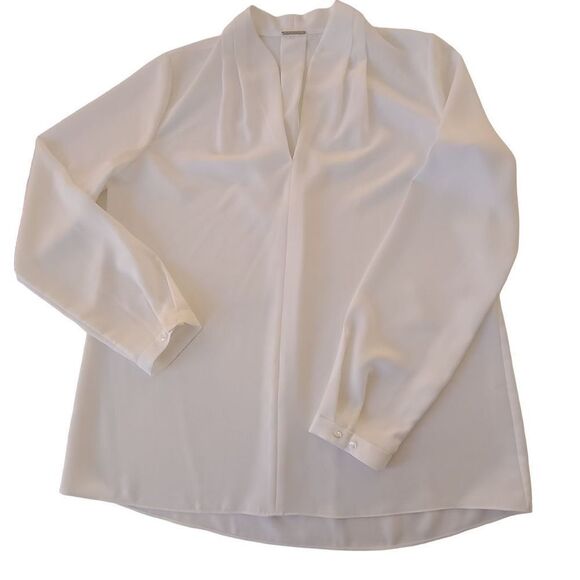 Elie Tahari Soft White Split Neckline Long Sleeve Blouse Size M - Picture 12 of 12